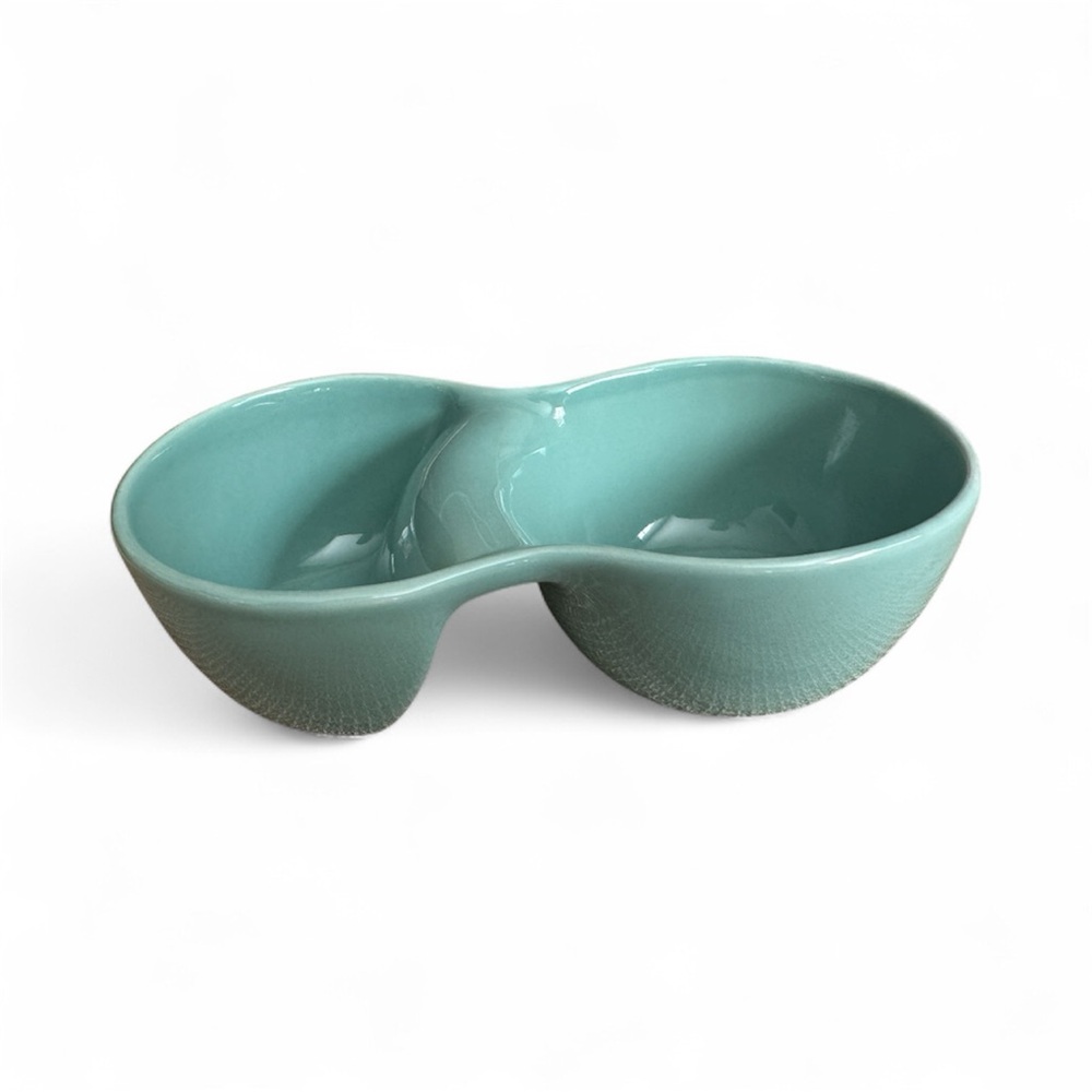 Oma Bowl by Thomas Both— Dual Snack Dish in Aqua